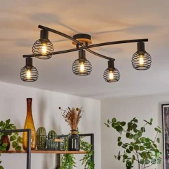 Lampes Vintages & Rétros-hofstein Plafonnier Ballis Écru, Noir, 5 lumières