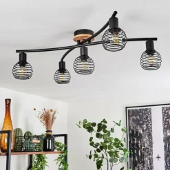 Lampes Vintages & Rétros-hofstein Plafonnier Ballis Écru, Noir, 5 lumières