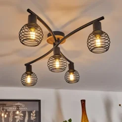 Lampes Vintages & Rétros-hofstein Plafonnier Ballis Écru, Noir, 5 lumières