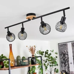 Lampes Industrielles-hofstein Plafonnier Ballis Écru, Noir, 4 lumières