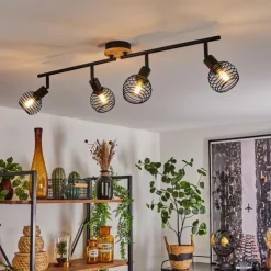 Lampes Industrielles-hofstein Plafonnier Ballis Écru, Noir, 4 lumières