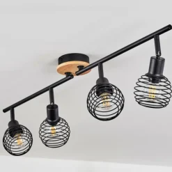 Lampes Industrielles-hofstein Plafonnier Ballis Écru, Noir, 4 lumières