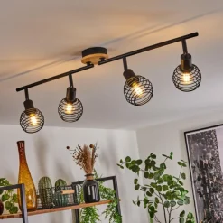 Lampes Industrielles-hofstein Plafonnier Ballis Écru, Noir, 4 lumières