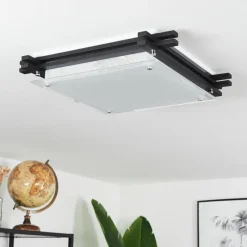 Lampes En Bois-hofstein Plafonnier Balouta Noir, Blanc, 2 lumières