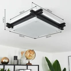 Lampes En Bois-hofstein Plafonnier Balouta Noir, Blanc, 2 lumières