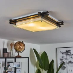 Lampes En Bois-hofstein Plafonnier Balouta Noir, Blanc, 2 lumières