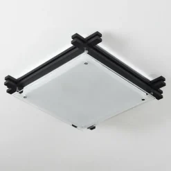 Lampes En Bois-hofstein Plafonnier Balouta Noir, Blanc, 2 lumières