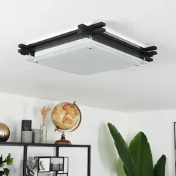 Lampes En Bois-hofstein Plafonnier Balouta Noir, Blanc, 2 lumières