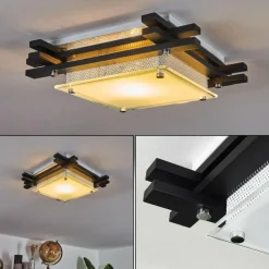 hofstein Plafonnier Balouta Noir, Blanc, 1 lumière