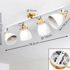 Luminaires Rustiques-hofstein Plafonnier Banjul Bois clair, Blanc, 4 lumières
