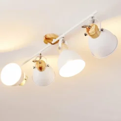 Luminaires Rustiques-hofstein Plafonnier Banjul Bois clair, Blanc, 4 lumières