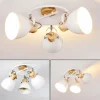 Luminaires Rustiques-hofstein Plafonnier Banjul Bois clair, Blanc, 3 lumières