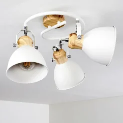 Luminaires Rustiques-hofstein Plafonnier Banjul Bois clair, Blanc, 3 lumières