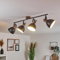 hofstein Plafonnier Banjul Brun, Noir, 4 lumières