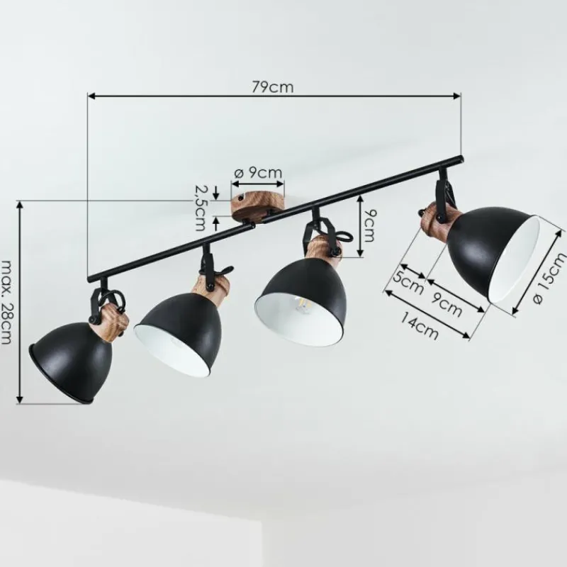 hofstein Plafonnier Banjul Brun, Noir, 4 lumières