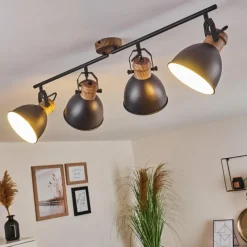 hofstein Plafonnier Banjul Brun, Noir, 4 lumières