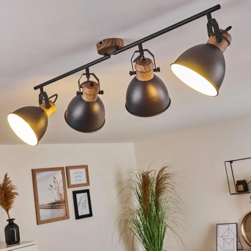 hofstein Plafonnier Banjul Brun, Noir, 4 lumières