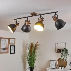 hofstein Plafonnier Banjul Brun, Noir, 4 lumières