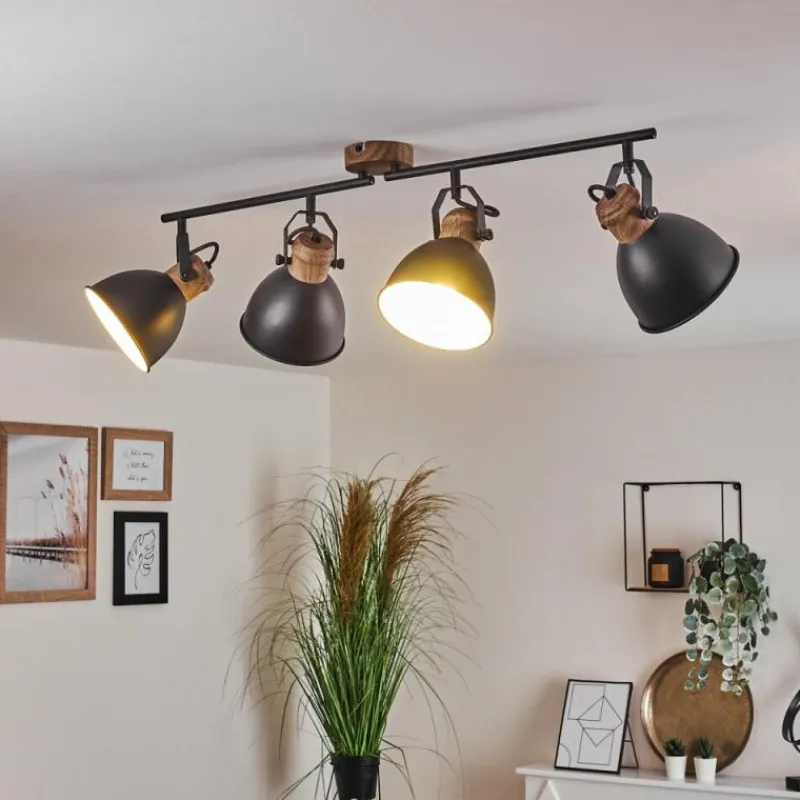 hofstein Plafonnier Banjul Brun, Noir, 4 lumières