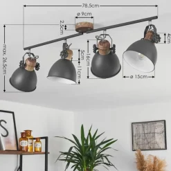 Lampes Industrielles-hofstein Plafonnier Banjul Gris, Blanc, 4 lumières