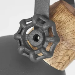 Lampes Industrielles-hofstein Plafonnier Banjul Gris, Bois clair, 2 lumières