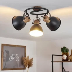 Lampes Industrielles-hofstein Plafonnier Banjul Noir, 3 lumières