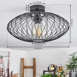 Lampes Industrielles-hofstein Plafonnier Banleou Noir, 1 lumière