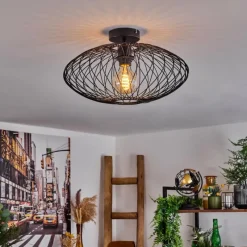 Lampes Industrielles-hofstein Plafonnier Banleou Noir, 1 lumière