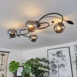 Luminaires Rustiques-hofstein Plafonnier Barasat LED Noir, 4 lumières