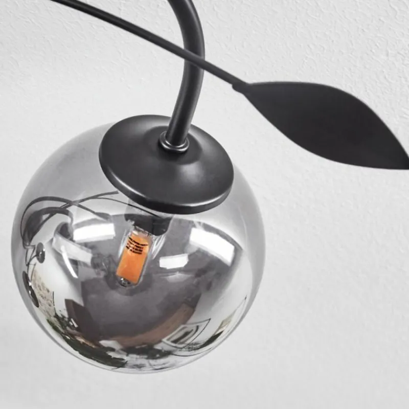 Luminaires Rustiques-hofstein Plafonnier Barasat LED Noir, 4 lumières