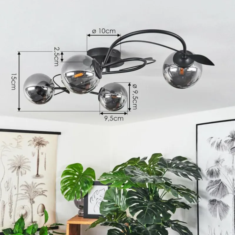 Luminaires Rustiques-hofstein Plafonnier Barasat LED Noir, 4 lumières