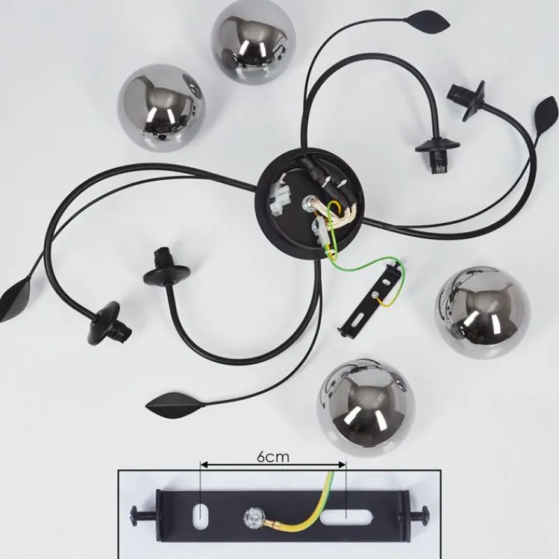 Luminaires Rustiques-hofstein Plafonnier Barasat LED Noir, 4 lumières