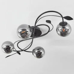 Luminaires Rustiques-hofstein Plafonnier Barasat LED Noir, 4 lumières