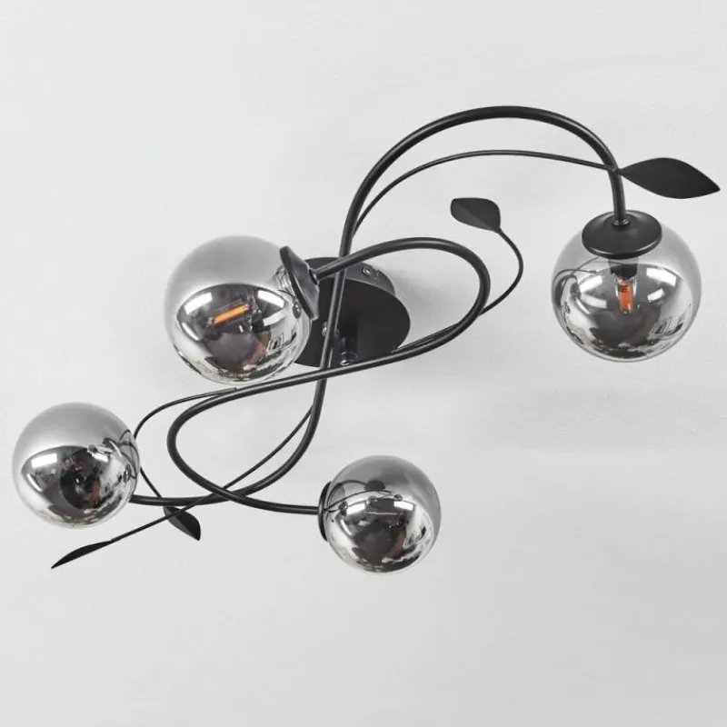 Luminaires Rustiques-hofstein Plafonnier Barasat LED Noir, 4 lumières