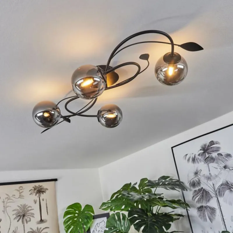 Luminaires Rustiques-hofstein Plafonnier Barasat LED Noir, 4 lumières