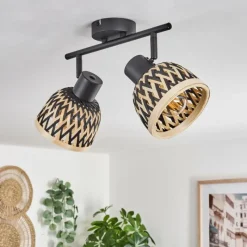 hofstein Plafonnier Barayn Noir, 2 lumières