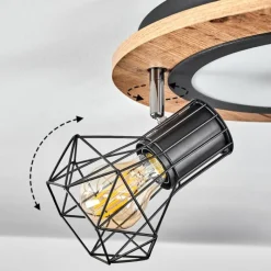 hofstein Plafonnier Bardhaman LED Chrome, Couleur bois, Noir, Blanc, 1 lumière