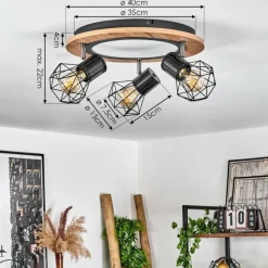 hofstein Plafonnier Bardhaman LED Chrome, Couleur bois, Noir, Blanc, 1 lumière