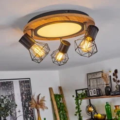 hofstein Plafonnier Bardhaman LED Chrome, Couleur bois, Noir, Blanc, 1 lumière