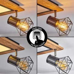 hofstein Plafonnier Bardhaman LED Chrome, Couleur bois, Noir, Blanc, 3 lumières