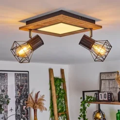 hofstein Plafonnier Bardhaman LED Chrome, Couleur bois, Noir, Blanc, 3 lumières