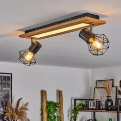 hofstein Plafonnier Bardhaman LED Chrome, Couleur bois, Noir, Blanc, 3 lumières