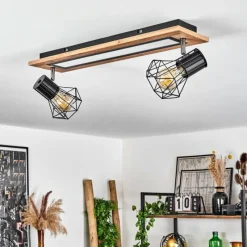 hofstein Plafonnier Bardhaman LED Chrome, Couleur bois, Noir, Blanc, 3 lumières