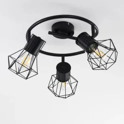 hofstein Plafonnier Bardhaman Noir, 3 lumières