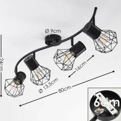 hofstein Plafonnier Bardhaman Noir, 4 lumières