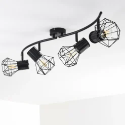 hofstein Plafonnier Bardhaman Noir, 4 lumières