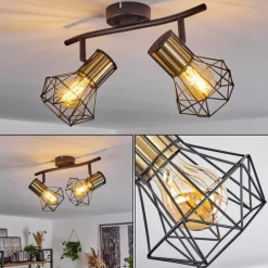 Lampes Industrielles-hofstein Plafonnier Bardhaman Noir, 2 lumières