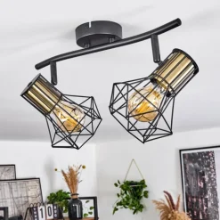 Lampes Industrielles-hofstein Plafonnier Bardhaman Noir, 2 lumières