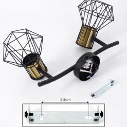 Lampes Industrielles-hofstein Plafonnier Bardhaman Noir, 2 lumières