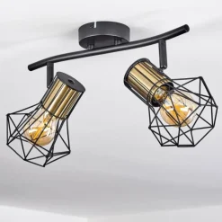 Lampes Industrielles-hofstein Plafonnier Bardhaman Noir, 2 lumières